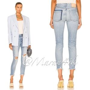 MOUSSY VINTAGE WOMEN’S FRAYED HEM FADED ALTAWOODS SKINNY LIGHT WASH  JEANS 25